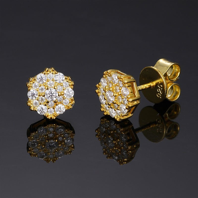 7mm Cluster Earrings 18k Gold Vermeil + Moissanite