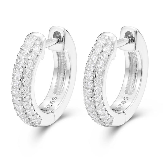 Prong Hoop Earrings 925 Silver + Moissanite